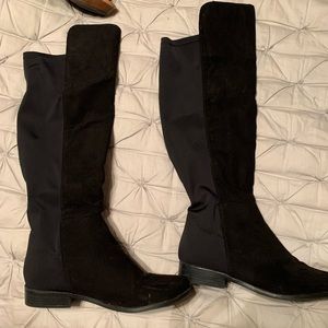 Black Suede Knee High Boots
